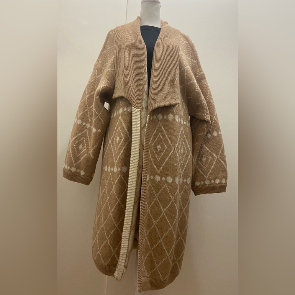 Vintage Escada Beige Mohair Wool Diamond Pattern Cardigan Size 40